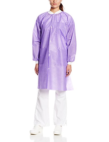 ValuMax 3560PPS Easy Breathe Cool and Strong, No-Wrinkle, Professional Disposable SMS Knee Length Lab Coat, Purple, S, Pack of 10