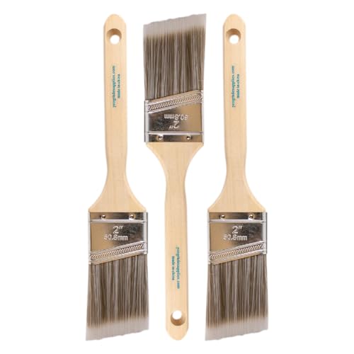 Pro Grade Paint Brush Set - 3-Pack - 2' Angle Brushes for All Latex and Oil Paints & Stains - Home Improvement - Interior & Exterior Use