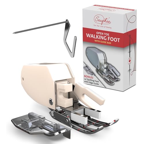 2024 Upgraded Open Toe Walking Foot W/Guide Plus Bonus 1/4' Quilting Foot - Fits Brother, Singer Sewing Machines
