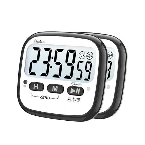 AyayaBoss Digital Timer, Kitchen Timer for Cooking, Countdown Timer for Kids, Classroom Timer for Teacher, Egg Timer, Stop Watch Magnetic Timer for Exercise, Study - Battery Included - Pack of 2