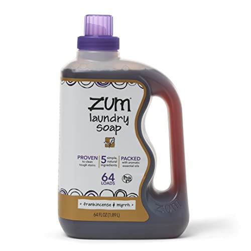 Indigo Wild Zum Clean Laundry Soap - Plant-Based Liquid Laundry Soap - Contains Baking Soda, Essential Oils & Saponified Coconut Oil - Frankincense & Myrrh Scent - 64 fl oz