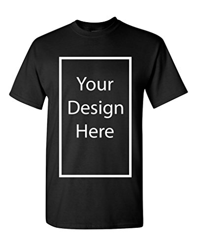 Add Your Own and Text Design Custom Personalized Adult T-Shirt Tee (Medium, Black)