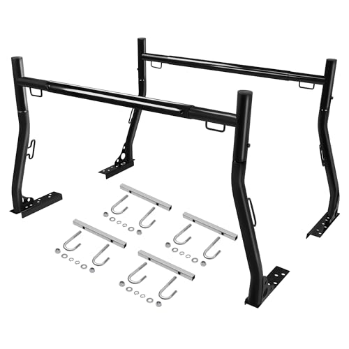 Truck Ladder Racks 800Ibs Capacity Extendable Pick-up Truck Bed Ladder Rack, Universal Heavy Duty (J-Bolt Clamps)
