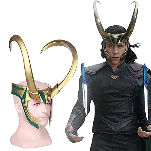 Superhero Helmet Detachable Horns Movie Thor Ragnarok Norse Mythology Crown Mask Cosplay Adult Halloween Costume Party Props (Supervillain Detachable Horns)
