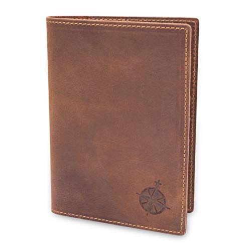 Leather Travel Wallet with Passport Holder - 5.5' x 4' - Genuine Leather Case with RFID Blocking for Men and Women - Passport Wallet, Leather Folding Wallet for Passports