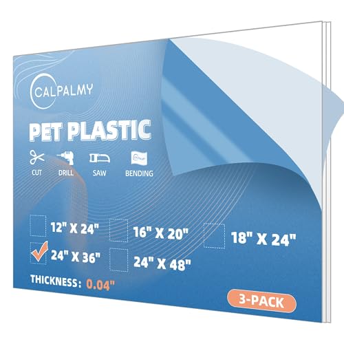(3 Pack) PET Sheet Panels - 24 x 36 x 0.04' Plexiglass-Quality Lightweight and Shatterproof Glass Alternative Perfect for DIY Sneeze Guards, Face Shields, Railing Guards, and Pet Barriers