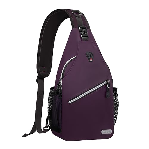 MOSISO Sling Backpack, Multipurpose Crossbody Shoulder Bag Travel Hiking Daypack, Purple, Medium