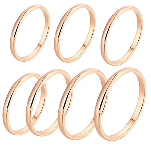 ANAZOZ Rose Gold Thumb Rings for Women Stainless Steel 2MM Stacking Promise Rings for Women