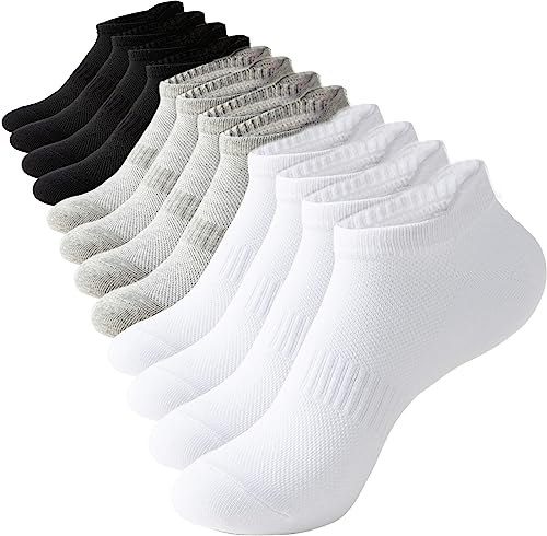 Irisbear Ankle Socks for Women Running Athletic Low Cut Tab Socks Sports No Show Socks 6-Pairs White/Black/Gray