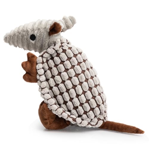 Hollypet Dog Toys, Plush Dog Toys, Squeaky Dog Toys, Stuffed Toys for Small Medium Large All Breed Sizes Dogs, Big Armadillo Animals Toy, Puppy Chew Toy with Clean Teeth, Gray