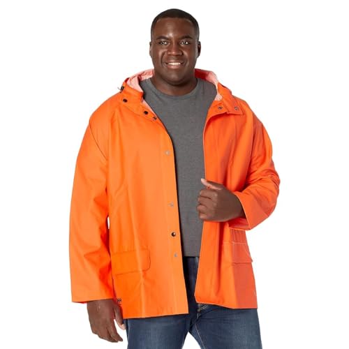 Helly-Hansen Workwear Mandal Adjustable Waterproof Jackets for Men - Heavy Duty Comfortable PVC-Coated Protective Rain Coat, Dark Orange - 4XL