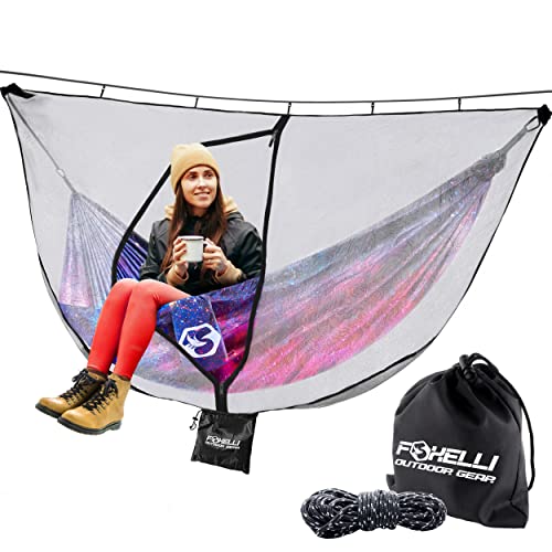Foxelli XL Hammock Net – 12ft Net for Hammocks, Lightweight Portable Hammock Netting, Fast and Easy Set Up, Fits All Camping Hammocks