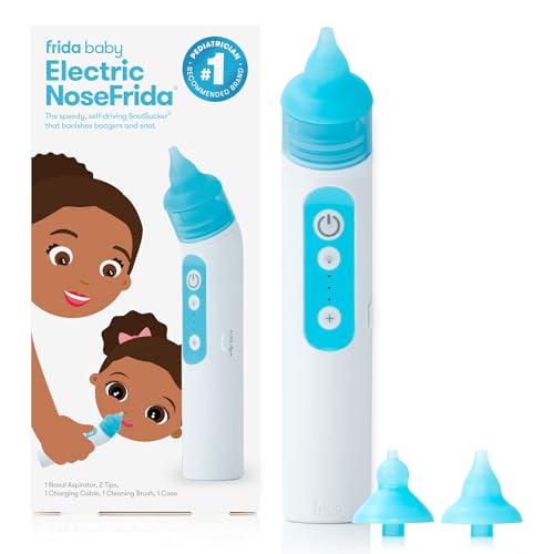 Frida Baby Electric NoseFrida Nasal Aspirator for Baby, Nose Sucker for Baby & Toddler, Nasal Aspirator with 3 Suction Levels, 2 Silicone Tips, USB Rechargeable