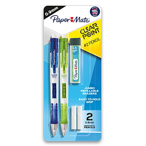 Paper Mate Clearpoint Mechanical Pencils, 0.9mm, HB #2, 2 Pack