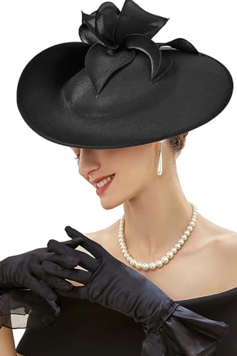 BABEYOND Derby Hats for Women - Fascinators Tea Party Hats Headband Wide Brim Fascinator Wedding Cocktail Feathers