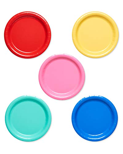 American Greetings Rainbow Party Supplies for Birthdays, Mother's Day, Father's Day, Graduation and All Occasions, Multicolor Paper Dessert Plates (50-Count)