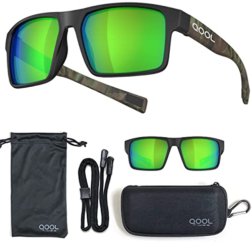 QOOL TIMES QoolTime F1A Square Polarized green Sunglasses Men Women Fishing Running Driving