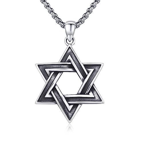 DOTBJ Star of David Pendant Necklace for Men, 925 Sterling Silver Jewish Star Magen Shield of David Chain Gifts for Women