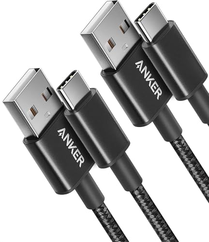 Anker Cable [2-Pack, 3ft] Premium Nylon USB A to Type C Charger Cable, for Samsung Galaxy S10 / S10+ / Note 9, LG V30 and More (USB 2.0, Black)