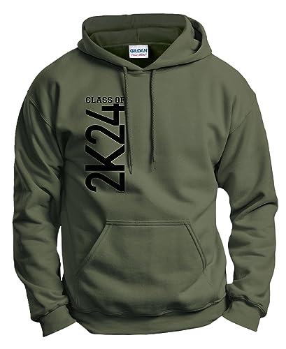 ThisWear College Grad 2024 Gifts Graduation Outfit 2024 Graduation Gifts Class of 2K24 Graduation Hoodie Sweatshirt Large Military Green