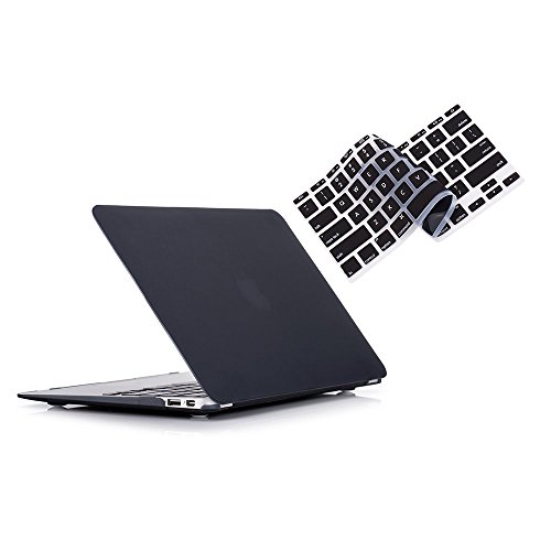 RUBAN Case for MacBook Air 13 Inch (Models: A1369 & A1466, Older Version 2010-2017 Release), Slim Snap On Hard Shell Protective Cover and Keyboard Cover, Black
