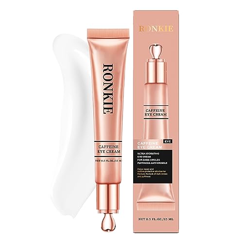 RONKIE Eye Cream for Dark Circles and Puffiness: Caffeine - Retinol Cream- Anti Aging Wrinkles With Collagen Hyaluronic Acid Fine Lines Depuffer in 3-4 Weeks-15 mL