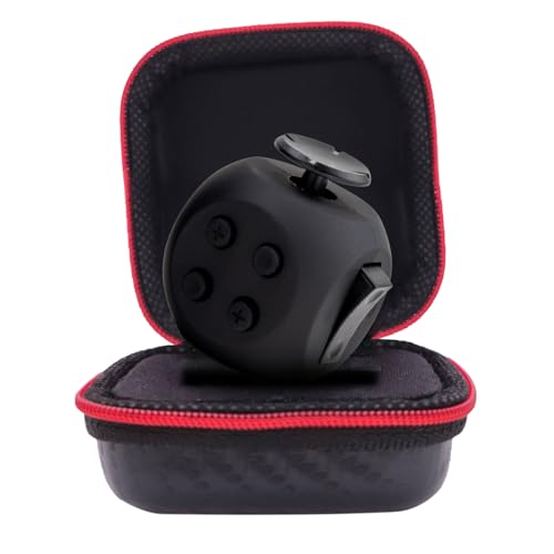 PILPOC theFube Fidget Cube - 6 Sided Fidget Cube for Adults and Kids - Fidget Cube Toy for Stress Relief & Focus - Audible/Silent Fidget Cube for Kids, with Carry Case (Midnight Color)