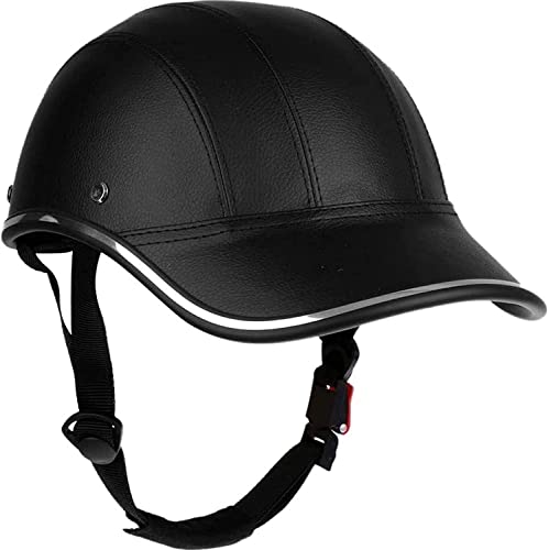 Bike Baseball Helmets-Cycling-Bicycle Adults - ABS Leather Safety with Adjustable Strap for Adult Men Women Black (21.6-24.4in) (Black, One Size)