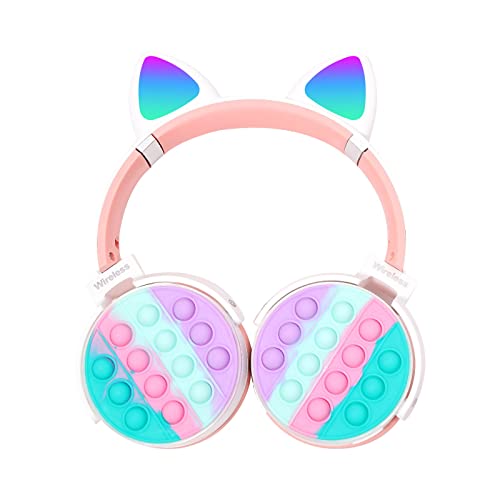 Owl's-Yard Rainbow Pop-On-It Bluetooth Headphones, Fidget Bluetooth Head-Mounted Stereo Headset, Wireless Headphones Noise Cancelling Headphones Over-Ear Headphones Gaming Headset for Kids Teens