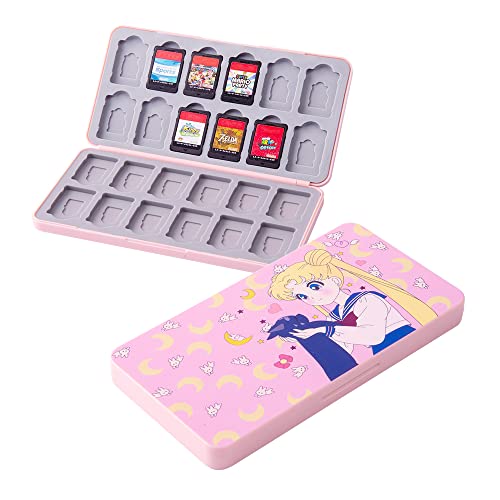 PERFECTSIGHT Cute Game Card Case for Nintendo Switch/ Switch Lite/ OLED, 24 Game Holder Cartridge Case for Game Cards and 24 SD Cards, Kawaii Portable Compact Storage Box (Pink Usagi, 24 Slots)