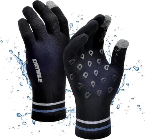 DRYMILE Waterproof Gloves - Warm Touchscreen Winter Snow Wool Blend Hand Gloves for Men & Women - Work, Hiking, Skiing, Running, Biking, Riding Glove, Ideal for Cold Weather - M, Black