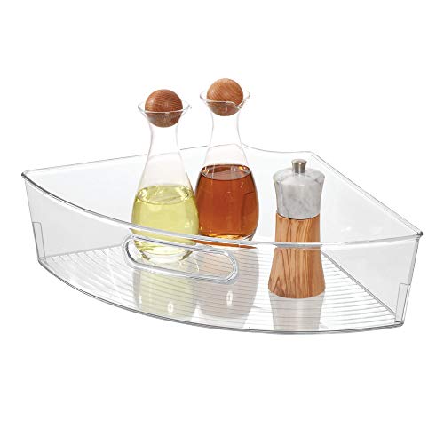 iDesign Recycled Plastic 1/4 Wedge Lazy Susan Turntable Organizer with Handle, Pantry, Bathroom, General Storage and More – 16.5' x 11' x 4', Clear