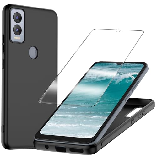 YJROP for Cricket Magic 5G Case with Tempered Glass Screen Protector Slim Full-Body Silicone Bumpers Anti-Scratch Shockproof Protective Phone Case Cover for Cricket Magic 5G, AT&T Propel 5G(Black)