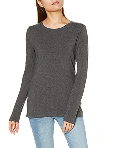 Amazon Essentials Women's Classic-Fit Long-Sleeve Crewneck T-Shirt (Available in Plus Size), Charcoal Heather, Large