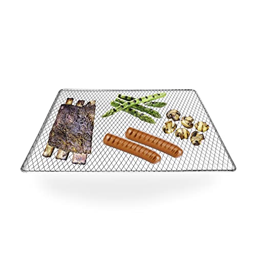 QualKits (3-Pack) Disposable & Reusable BBQ Grill Topper - 14x11 inch Rectangular Premium Grilling Mat for Vegetables & Meats - Outdoor Barbecue Tray, Non-Stick, Easy-to-Clean Grill Liner