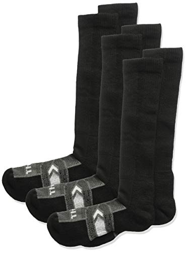 Thorlos Unisex-Adult's WCOU Work Maximum Cushion Over-Calf Sock, Black/Grey 3 Pack(Over-The-Calf), Large