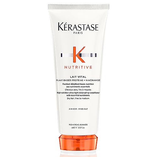 Kerastase Nutritive Lait Vital Hydrating Conditioner | Adds Moisture, Shine, and Nourishment | Smoothing and Softening Deep Conditioner | With Niacinamide | For Fine to Medium Dry Hair | 6.8 Fl Oz