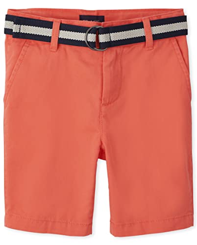 The Children's Place Boys' Belted Chino Shorts, Blood Orange, 8