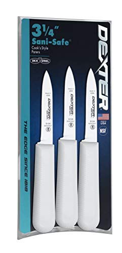 Dexter-Russell 3 pack of 3¼'Paring Knives, S104-3PCP, SANI-SAFE Series, Silver, White