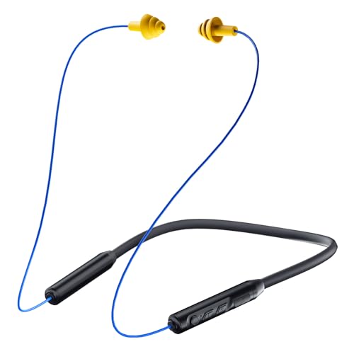 MIPEACE Bluetooth Earplug Headphones, Neckband Wireless Earbuds earplugs-29db Noise Reduction isolating in-Ear earplug Earphones and Controls,IPX5 sweatproof,20+Hour Battery(Blue)