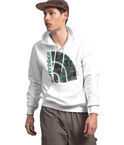 THE NORTH FACE Men's Jumbo Half Dome Hoodie, TNF White/New Taupe Green Camp Essentials Print, Medium