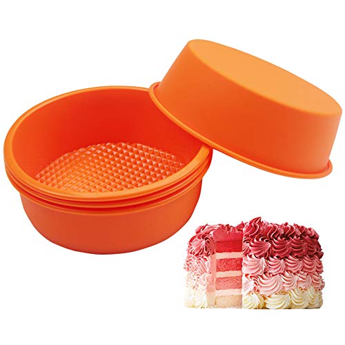 COOKNBAKE Silicone Mould for 4.5 inch Layer Cake Pan Round Cylinder Rainbow Cake Pans Vegetable Pancakes Pizza Crust Omelet Frittata Set of 4
