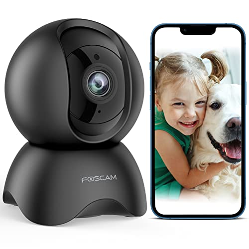 Foscam 5MP WiFi Pet Cameras for Home Security, 2.4GHz Indoor Camera Baby Monitor with 360° Pan Tilt, 2-Way Audio, 6X Digital Zoom, Night Vision, AI Human Detection, Cloud & SD Card Storage