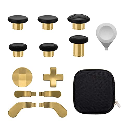 13 in 1 Metal Thumbsticks for Xbox One Elite Series 2, Elite Series 2 Controller Accessory Parts, Gaming Accessory Replacement, Metal Mod 6 Swap Joystick, 4 Paddles, 2 D-Pads, 1 Tool (Plating Gold)