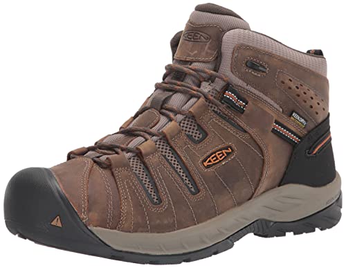 KEEN Utility Men's Flint 2 Mid Height Soft Toe Waterproof Non Slip Work Boots, Black Olive/Brindle, 11 Wide