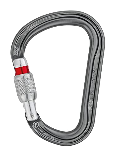 Petzl William Carabiner - Large, Pear-Shaped Locking Carabiner for Belay Stations and Belaying on a Munter Hitch - Screw-Lock