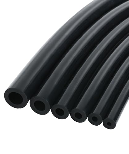 RACOONA 6PCS Vacuum Silicone Tubing Hose,5FT Vacuum Tubing Hose,1/8' 5/32' 3/16' 1/4' 5/16' 3/8' Automotive Silicone Vacuum Hose Kit,Car Accessories Vacuum Tubing Hose line (Black)