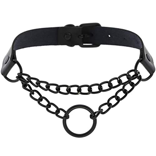 Fudceom Leather Choker Collar Necklace, Adjustable Goth Punk Choker Collar Necklace for Women Girls Boys Rockers