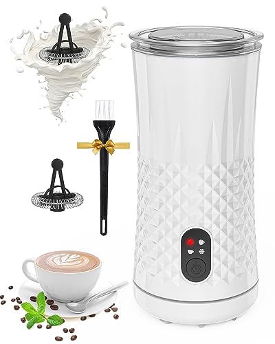 Electric Milk Frother and Steamer, 4-in-1 Milk Frother for Coffee, Auto Hot and Cold Foam Maker, Milk Warmer with Temperature Control, for Latte, Cappuccinos, Macchiato,Mother's Gift, White