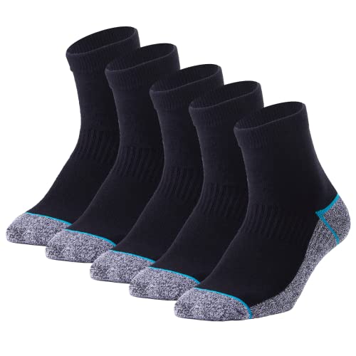 Copper Infused Quarter Socks Improve Foot Health Odor Control with Moisture Wicking Durable Comfortable Fit (5 Pairs)
